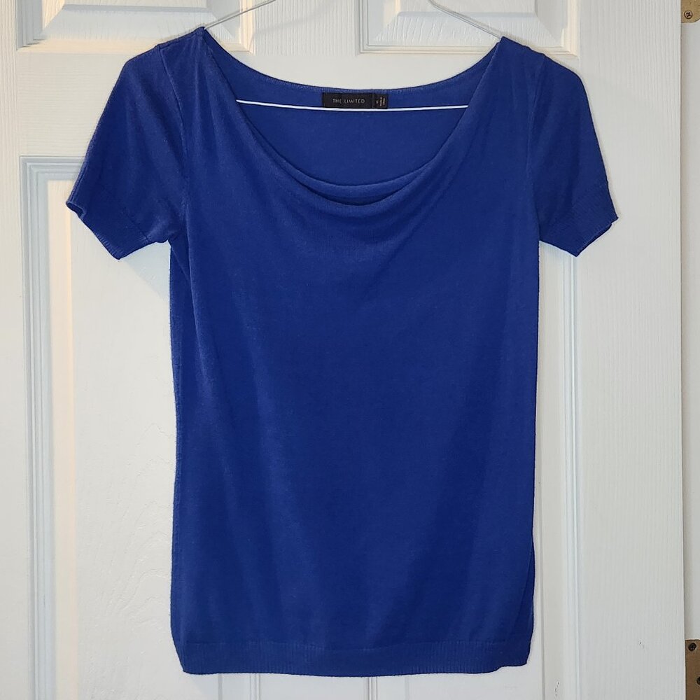 Womens Small Blue Short Sleeve Knit Top